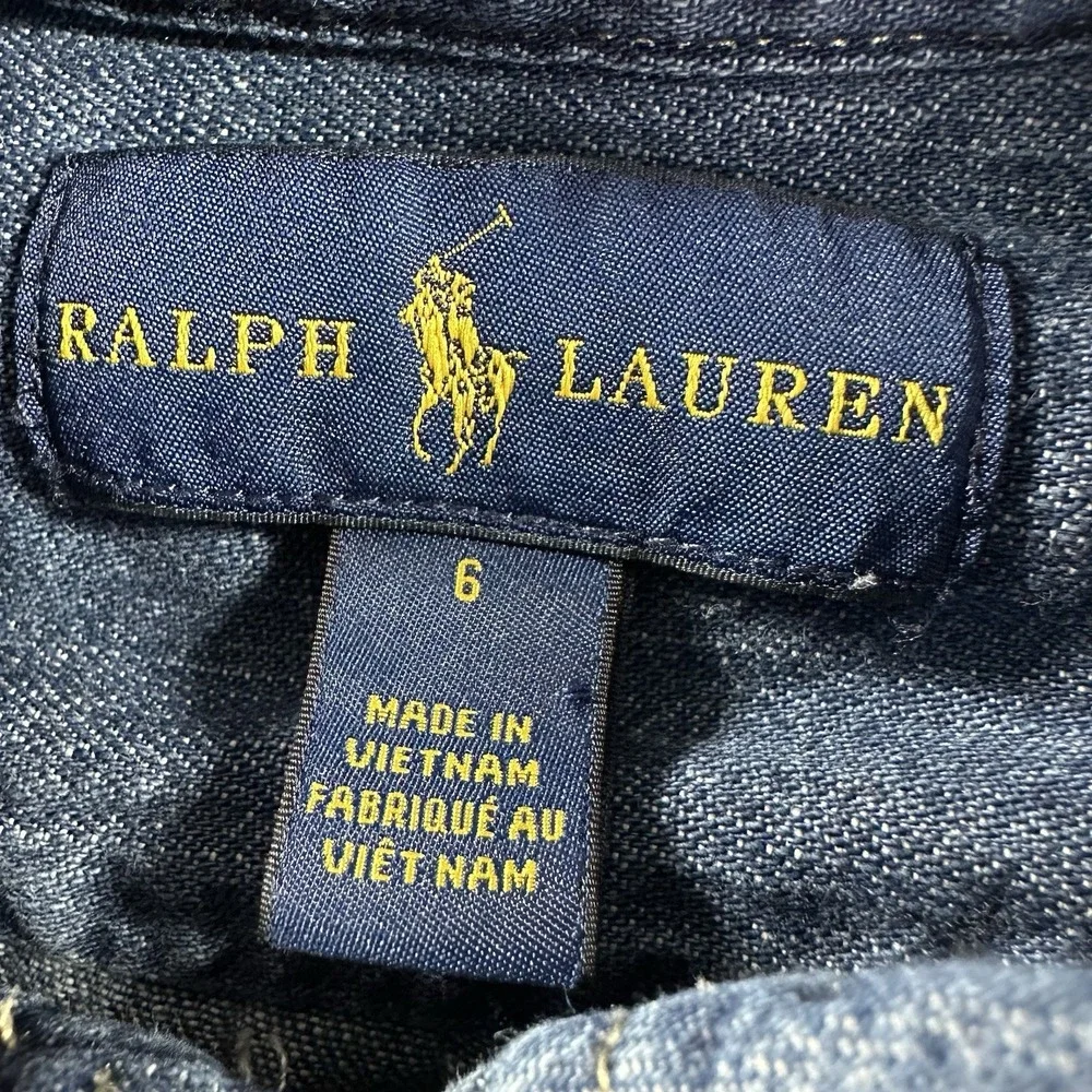 Polo Ralph Lauren Denim Shirt Dress A Line Youth‎ Girls 6 Flowy Pockets